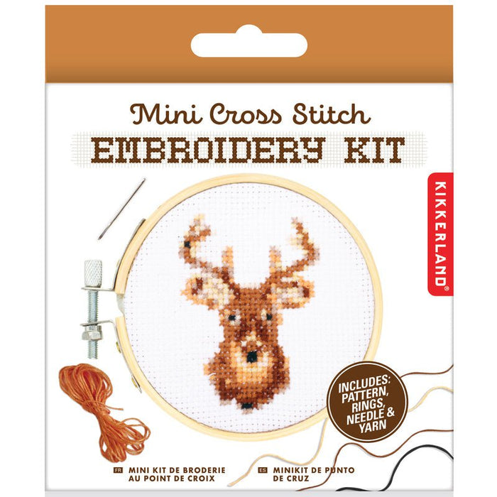 KIKKERLAND NOVELTY Mini Cross Stitch Embroidery Kit | Deer