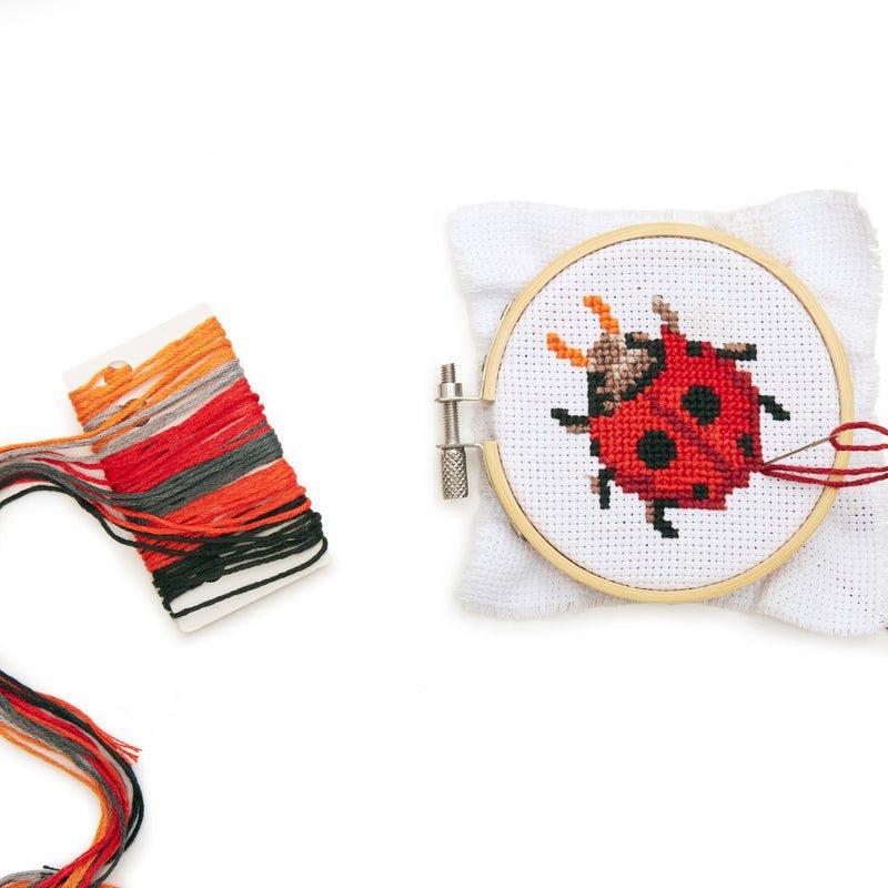 KIKKERLAND NOVELTY Mini Cross Stitch Embroidery Kit | Ladybug