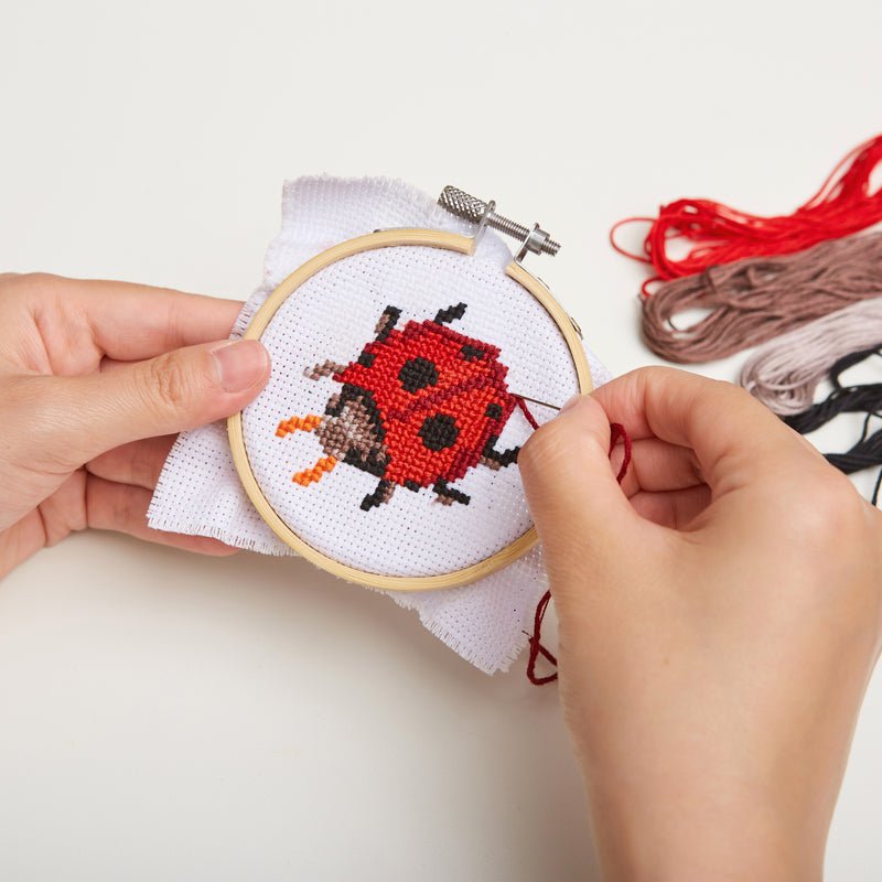 KIKKERLAND NOVELTY Mini Cross Stitch Embroidery Kit | Ladybug