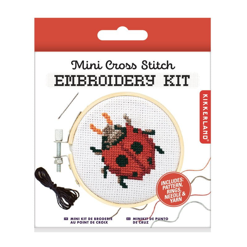 KIKKERLAND NOVELTY Mini Cross Stitch Embroidery Kit | Ladybug