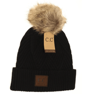 LF ACCESSORIES BEANIES BLACK Patch Heathered Pom CC Beanie