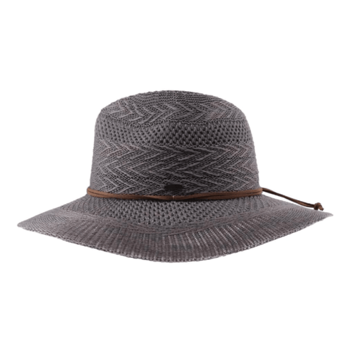 LF ACCESSORIES HATS LT. GREY C.C Knit Multi-Pattern Panama Hat w/Suede Cord