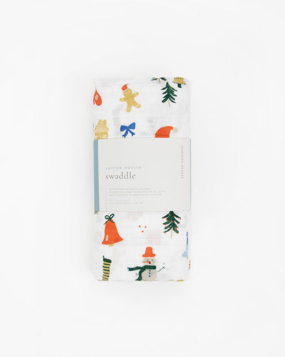 LITTLE UNICORN SWADDLE Cotton Muslin Swaddle Blanket | Christmas Time