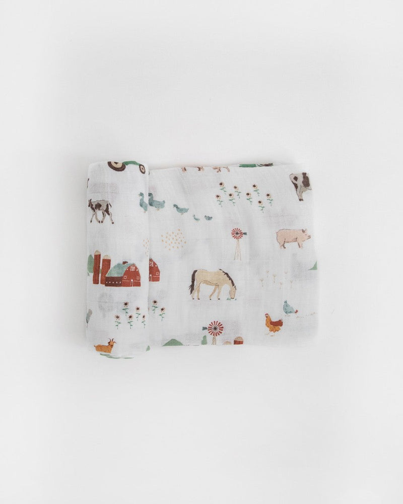 LITTLE UNICORN SWADDLE Cotton Muslin Swaddle | Farmyard