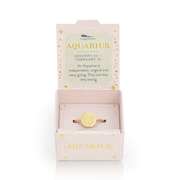 LUCKY FEATHER JEWELRY Aquarius Zodiac Signet Ring