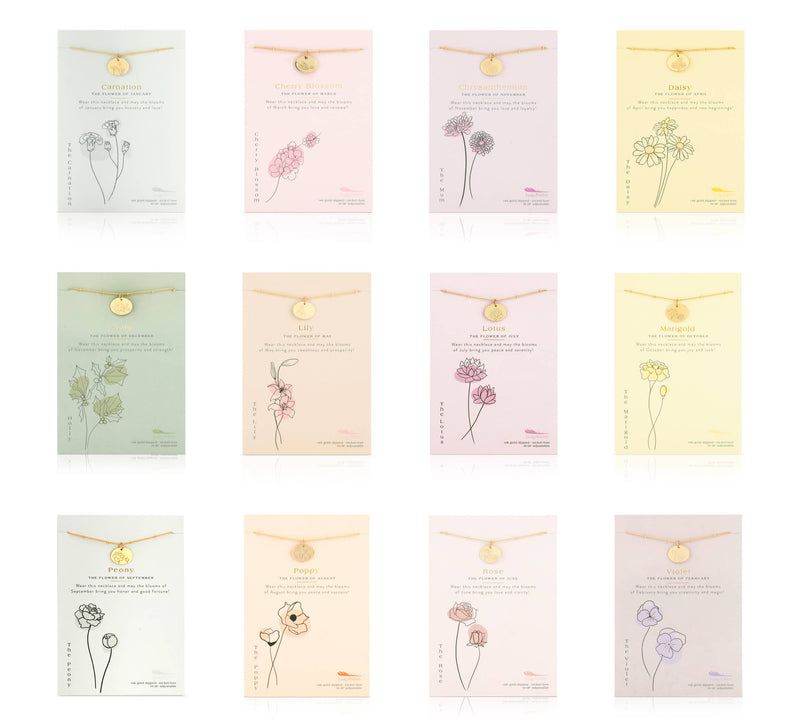 LUCKY FEATHER JEWELRY Birth Month Flower Necklace