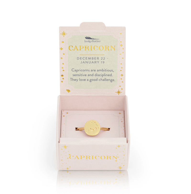 LUCKY FEATHER JEWELRY Capricorn Zodiac Signet Ring