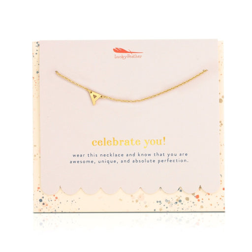 LUCKY FEATHER JEWELRY Celebrate Initial Necklace + Card Set
