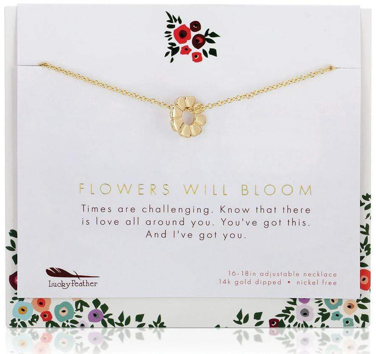 LUCKY FEATHER JEWELRY FLOWERS WILL BLOOM Necklace and card bundle
