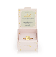 LUCKY FEATHER JEWELRY Leo Zodiac Signet Ring