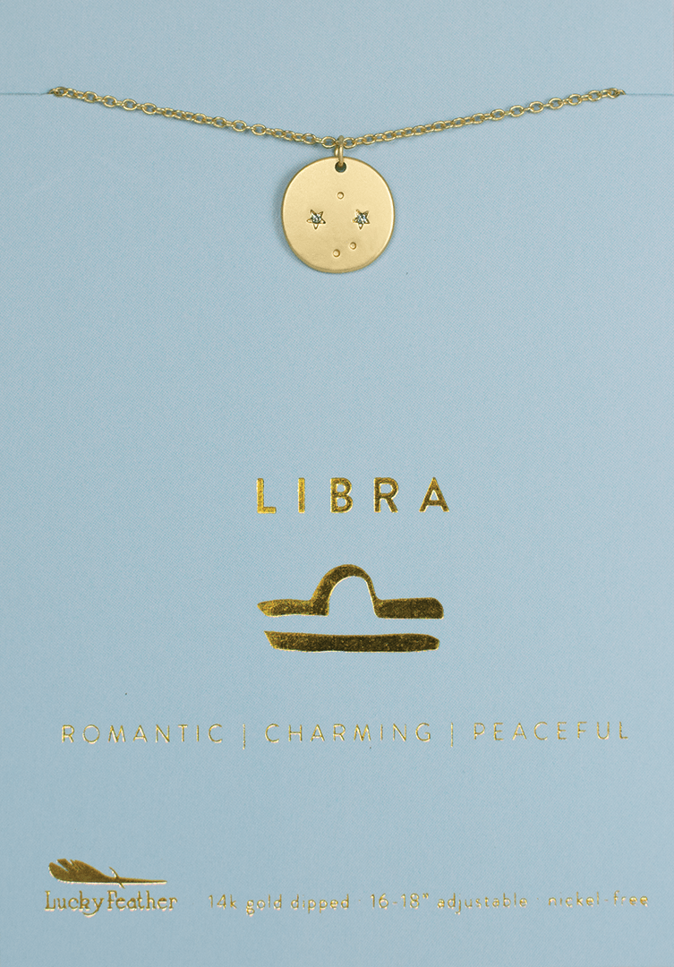 LUCKY FEATHER JEWELRY LIBRA Zodiac Necklaces