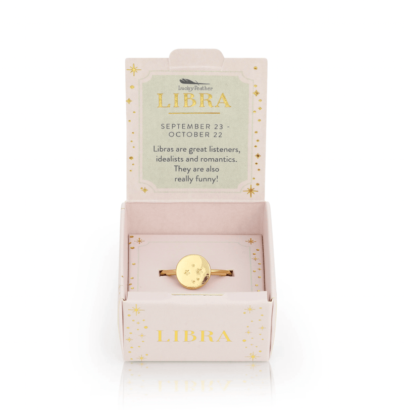 LUCKY FEATHER JEWELRY Libra Zodiac Signet Ring