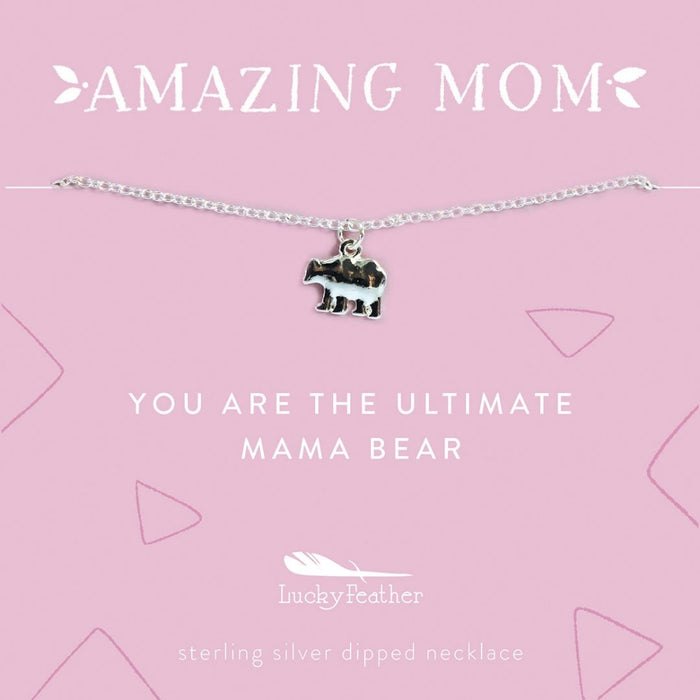 LUCKY FEATHER JEWELRY Mama Bear AMAZING MOM Necklace