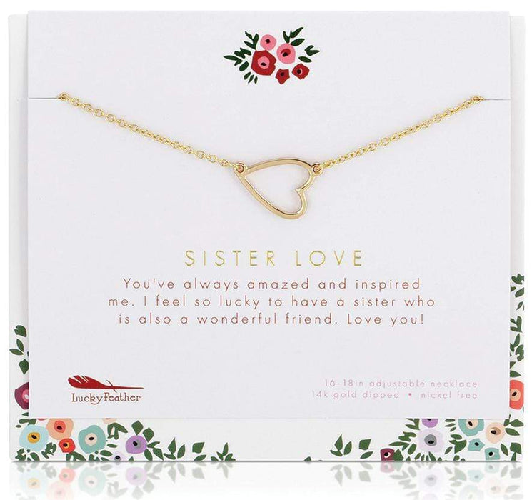 LUCKY FEATHER JEWELRY SISTER LOVE Necklace and card bundle