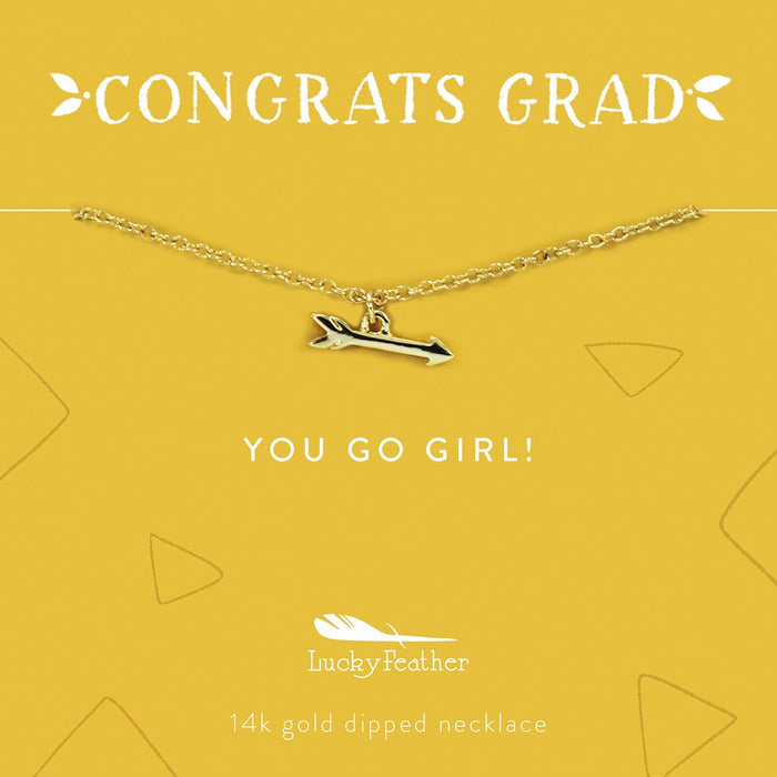LUCKY FEATHER JEWELRY You go Girl! Congrats Grad Necklace