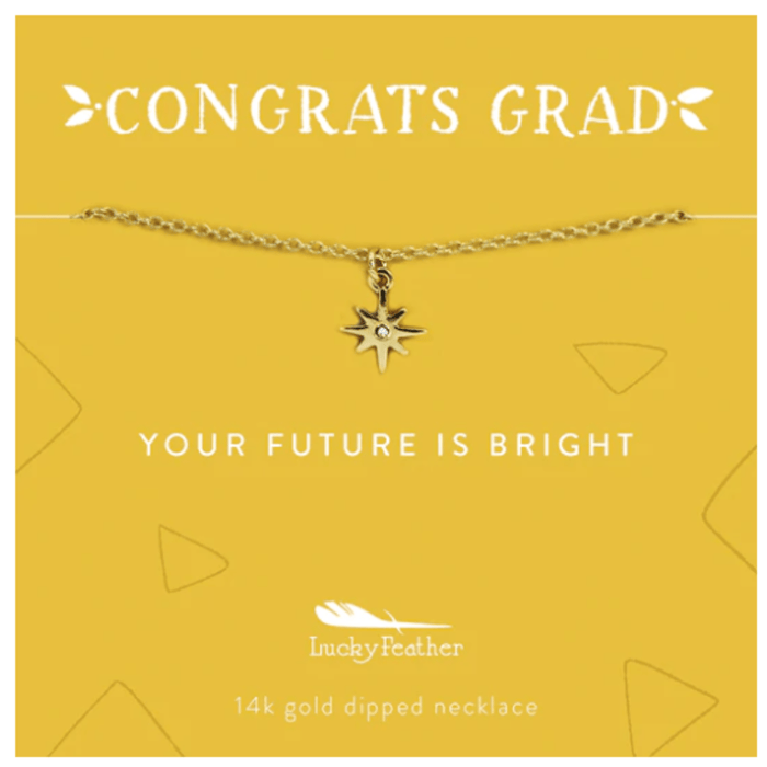 LUCKY FEATHER JEWELRY Your Future Is Bright Congrats Grad Necklace