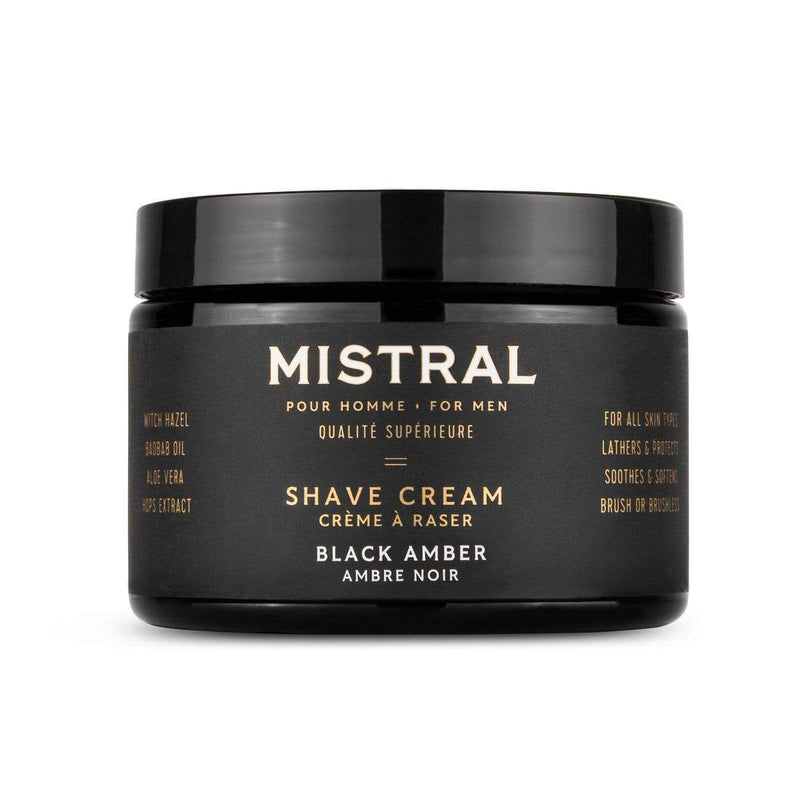 MISTRAL MEN'S GROOMING Mistral Men's Shave Cream Tub - Black Amber