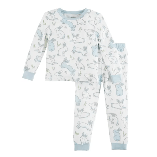 Mud Pie BABY CLOTHES 9-12MO Blue Bunny Pajama Set