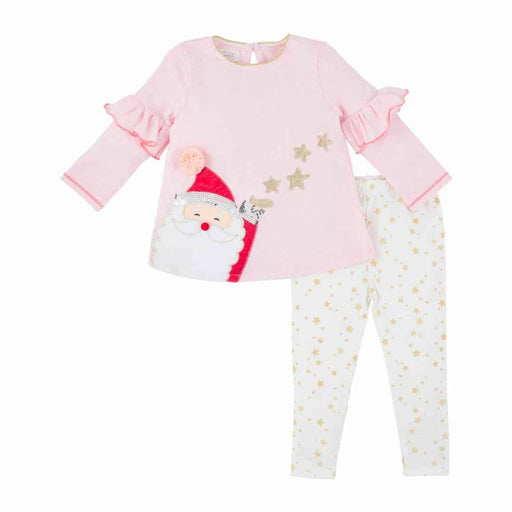 Mud Pie BABY CLOTHES PINK SANTA STAR TUNIC AND LEGGING SET