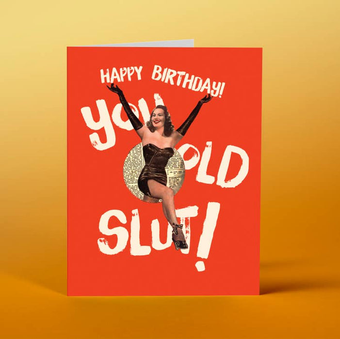 OFFENSIVE + DELIGHTFUL CARDS Happy Birthday Old Slut Card