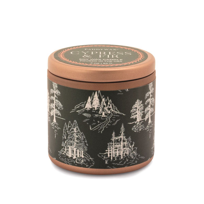 PADDYWAX CANDLE Cypress & Fir | Green Copper Tin Candle