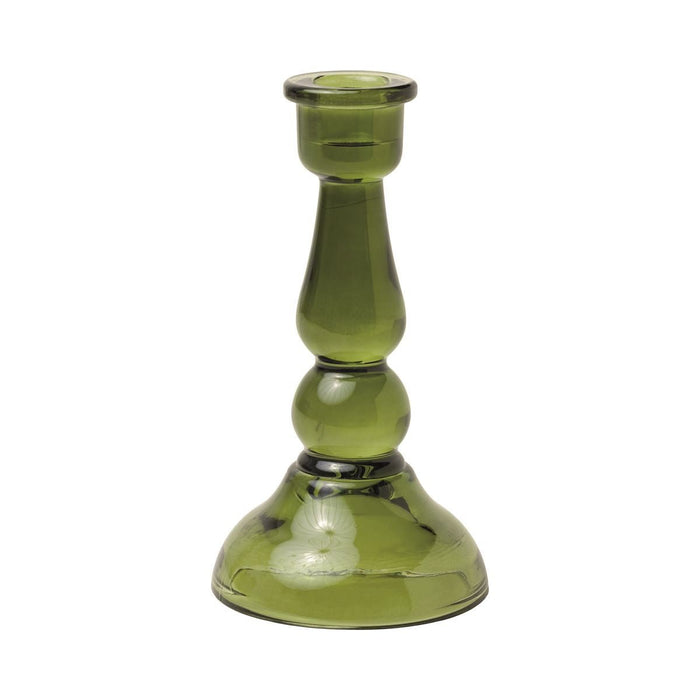 PADDYWAX CANDLE DARK GREEN TALL GLASS TAPER HOLDER