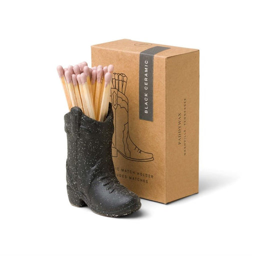 PADDYWAX MATCHES Cowboy Boot Vintage Match Holder-Black