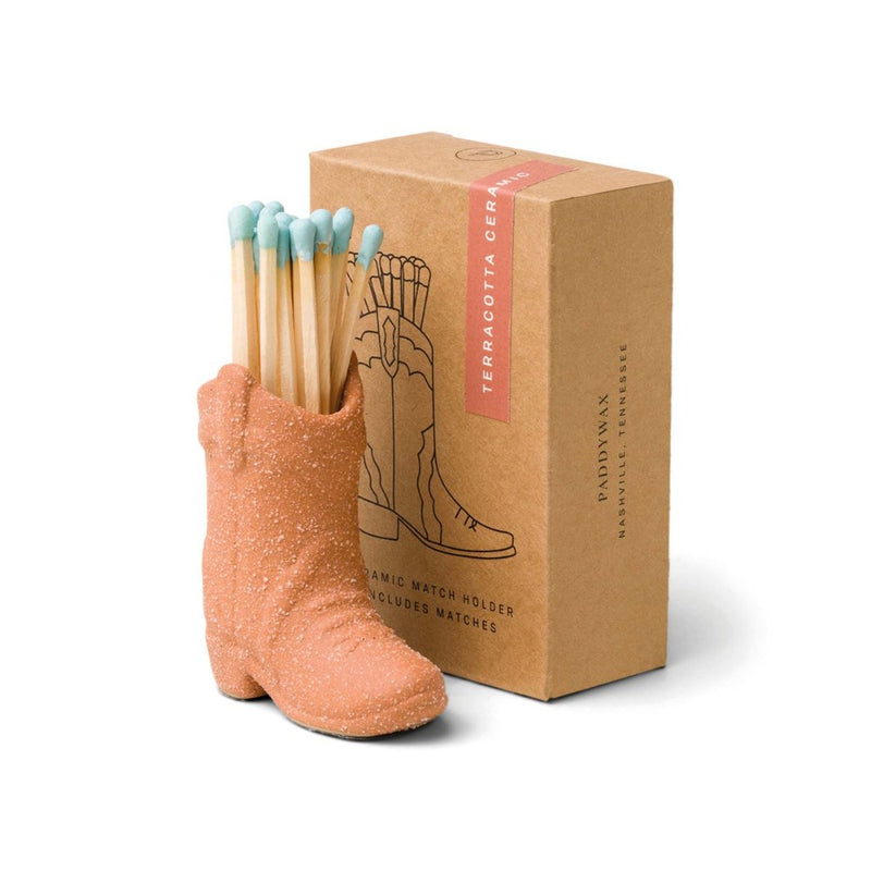 PADDYWAX MATCHES Cowboy Boot Vintage Match Holder-Terracotta