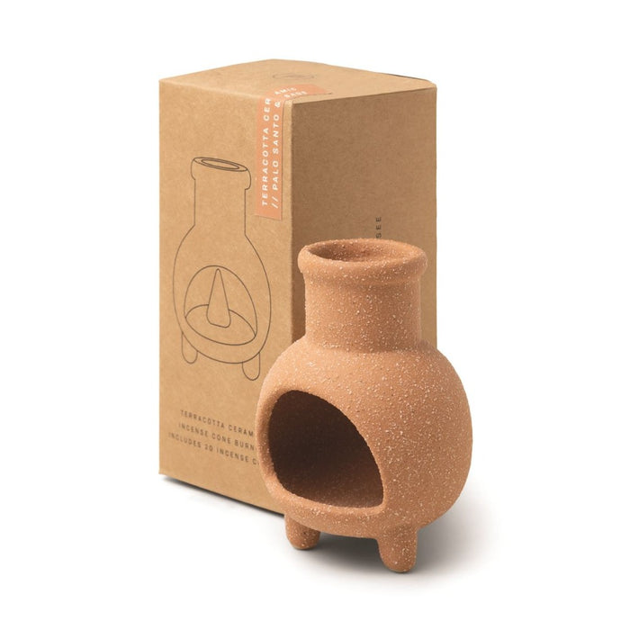 PADDYWAX Terracotta Chiminea Incense Cone Holder with 20 Cones
