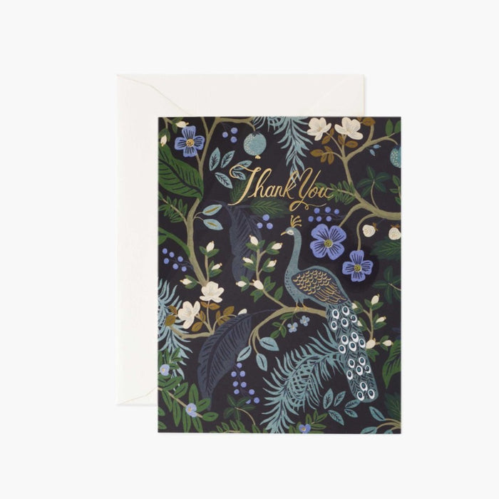 RIFLE PAPER COMPANY STATIONARY Peacock Thank You Greeting Card