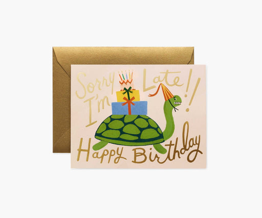 RIFLE PAPER COMPANY STATIONARY Turtle Belated Birthday Greeting Card