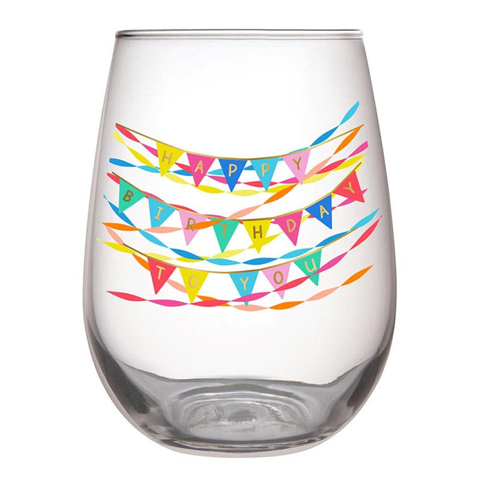 SLANT COLLECTIONS WINE GLASS Stemless Wine Glass | HBD to you Garland
