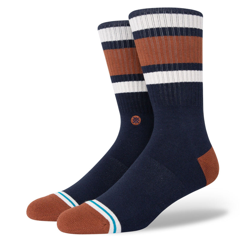 STANCE SOCKS MEDIUM / NAVY Boyd Stripe Crew Socks
