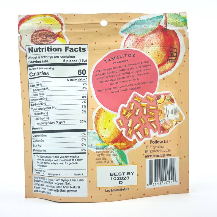 SUGAROX CANDY STUDIO LLC CANDY Tamalitoz | Peach Slapped