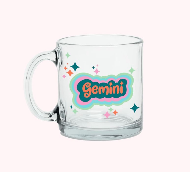 TALKING OUT OF TURN MUGS Gemini Astrology Clear Glass Mug