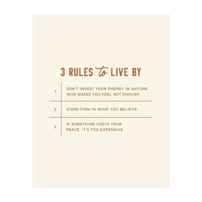 The Anastasia Co DECOR 3 Rules to Live By | Art Print