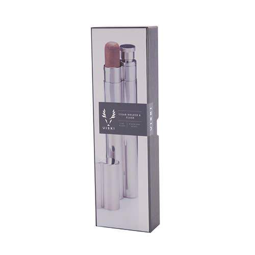 VISKI BAR TOOL Stainless Steel Cigar Holder and Flask