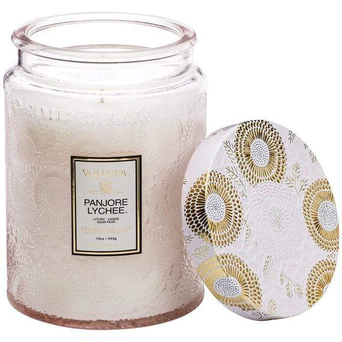 VOLUSPA CANDLE Voluspa Large Embossed Glass Candle - Panjore Lychee
