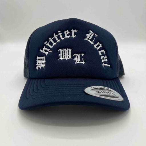 WHITTIER LOCAL HATS Blue Whittier Local Old English Trucker Hat