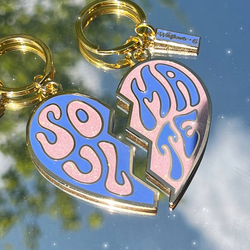 WILDFLOWER + CO. Keychain PERIWINKLE & PINK Soulmate Split Heart Keychains