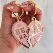 WILDFLOWER + CO. Keychain PINK Best Babes Split Heart Keychains